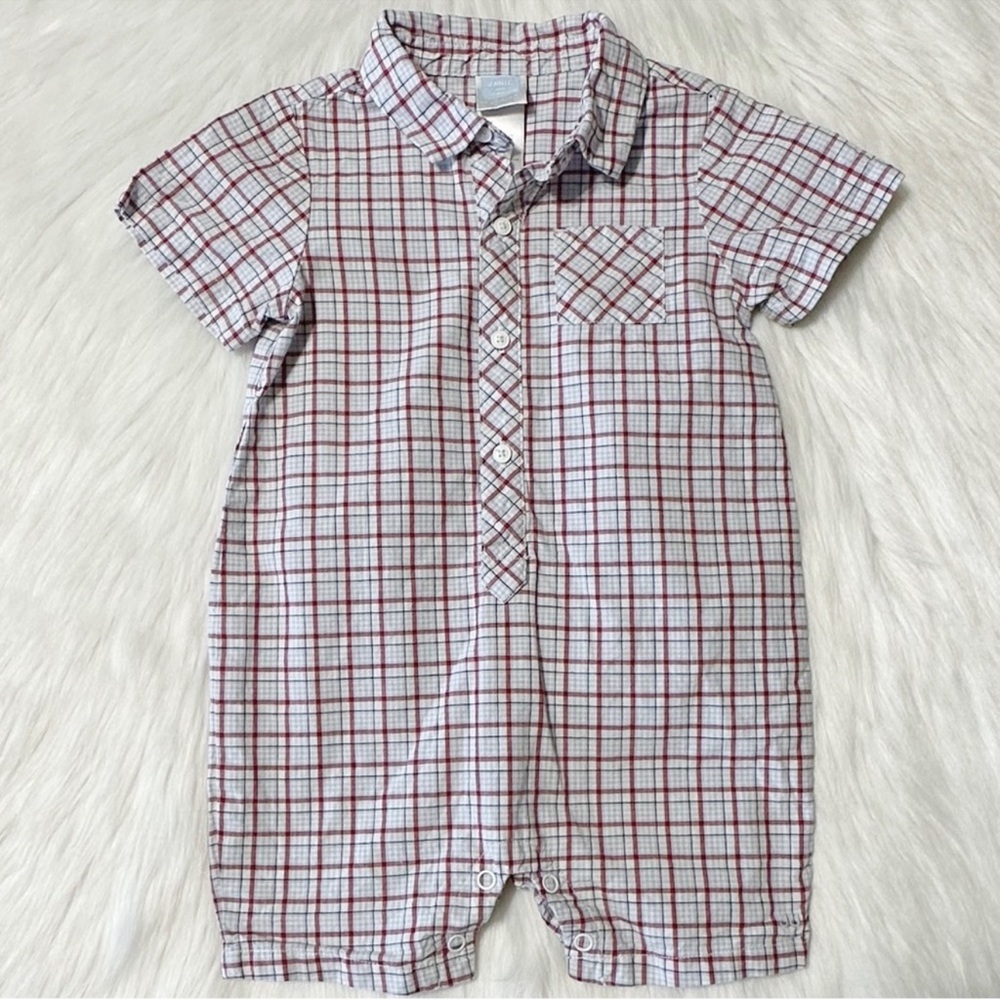 Janie and Jack Red and White Plaid Baby Outfit